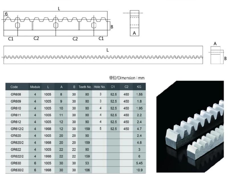 Steel Gear Rack and Pinion M4 10*30*1005 Automatic Sliding Gate Gear Rack with 4 Bore and Screw