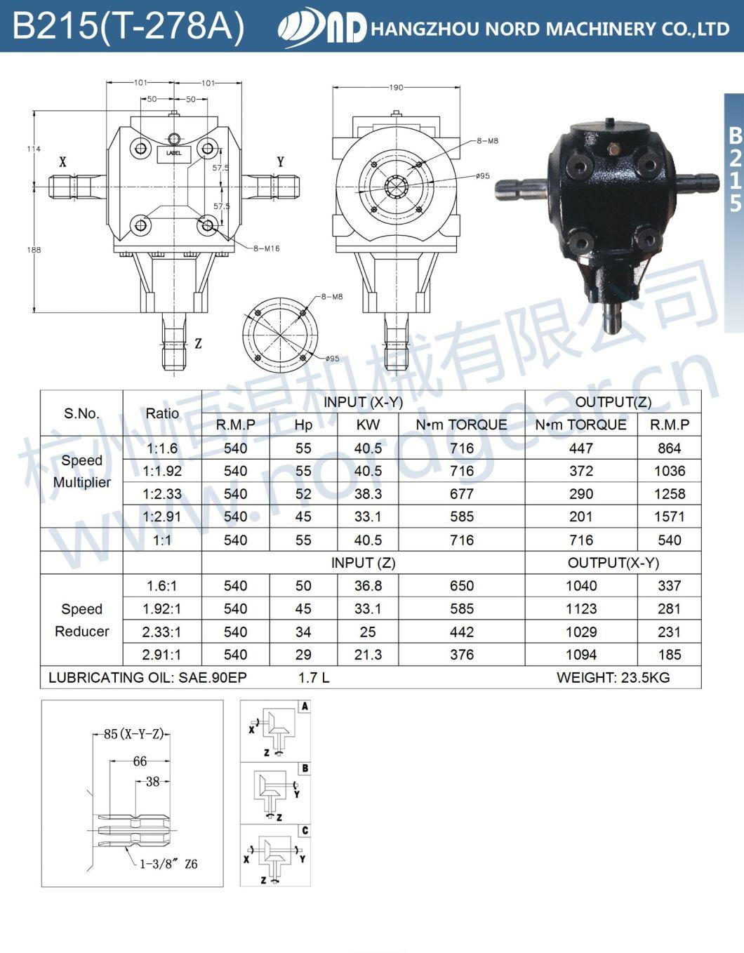 Factory Sales Directly Brand Agricultural Gearbox for Agriculture Over-The-Row Mechanical Harvester Gear Box Pto