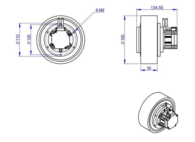 Tzbot Tzdl-200-PT Series High Precision Agv Driving Wheel with Planetary Reducer for Various Agv Vehicle Robot Models Material Handling Vehicle (TZDL-200-PT)