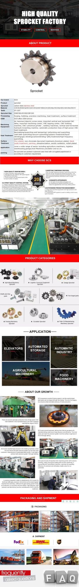 Steel Sprocket with Hub and Keyway for Cereal and Feed Machinery