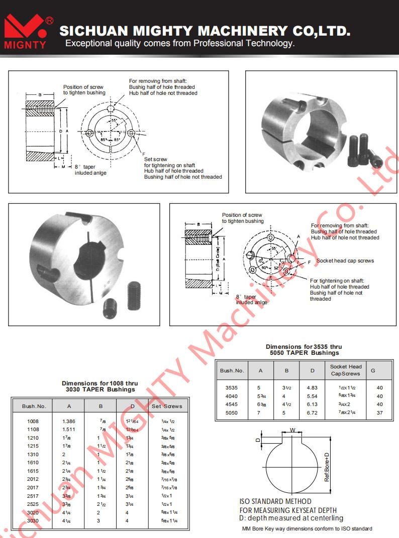 European Standard Cast Iron Customized Taper Bushing for General Industrial Engineering