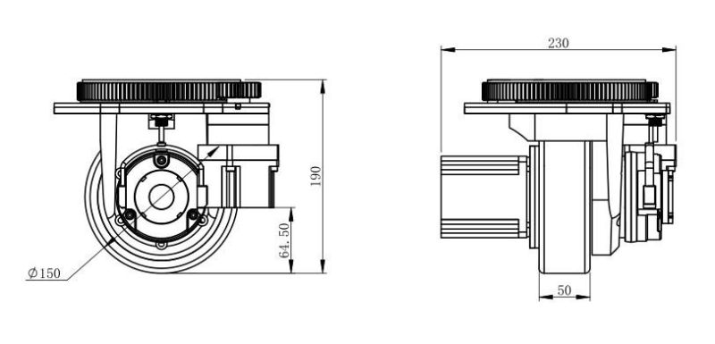 Industrial Automatic Navigation Robots Rated Power S2-60min 750W Motor in Wheel Compact Structure Wheel with Steering Function for Agv Robot (TZ05-D075S02)