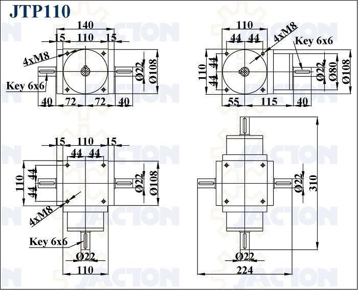 Hot Selling Cubic Jtp110 Right Angle Spiral Bevel Gearbox