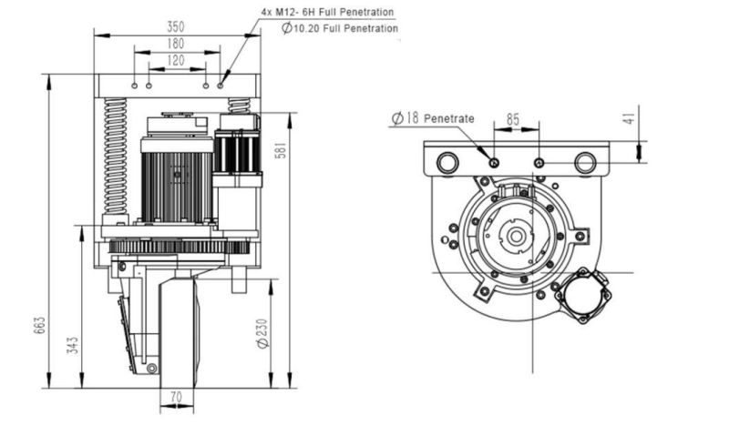 1500kg Load Capacity Heavy Load Outdoor Agv Drive Wheel with High Ground Adaptability for Warehouse Robot Conveying Equipment (TZ12-DA15S04-S)