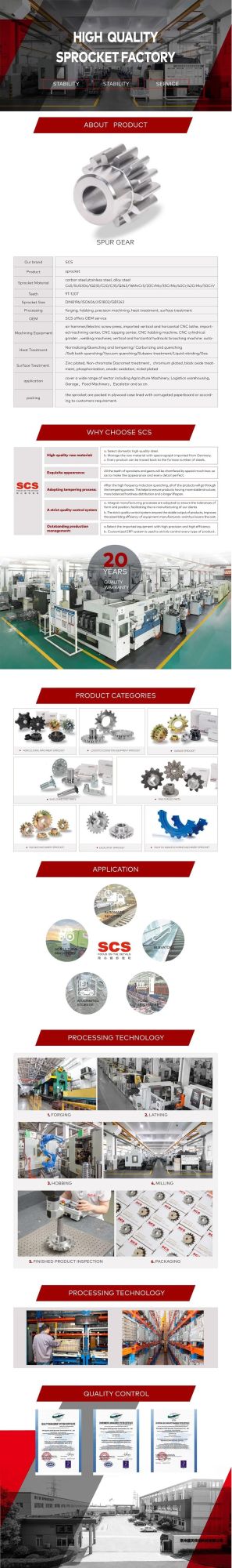 Spur Gear From Transmission Gear and Sprocket Factory Scs