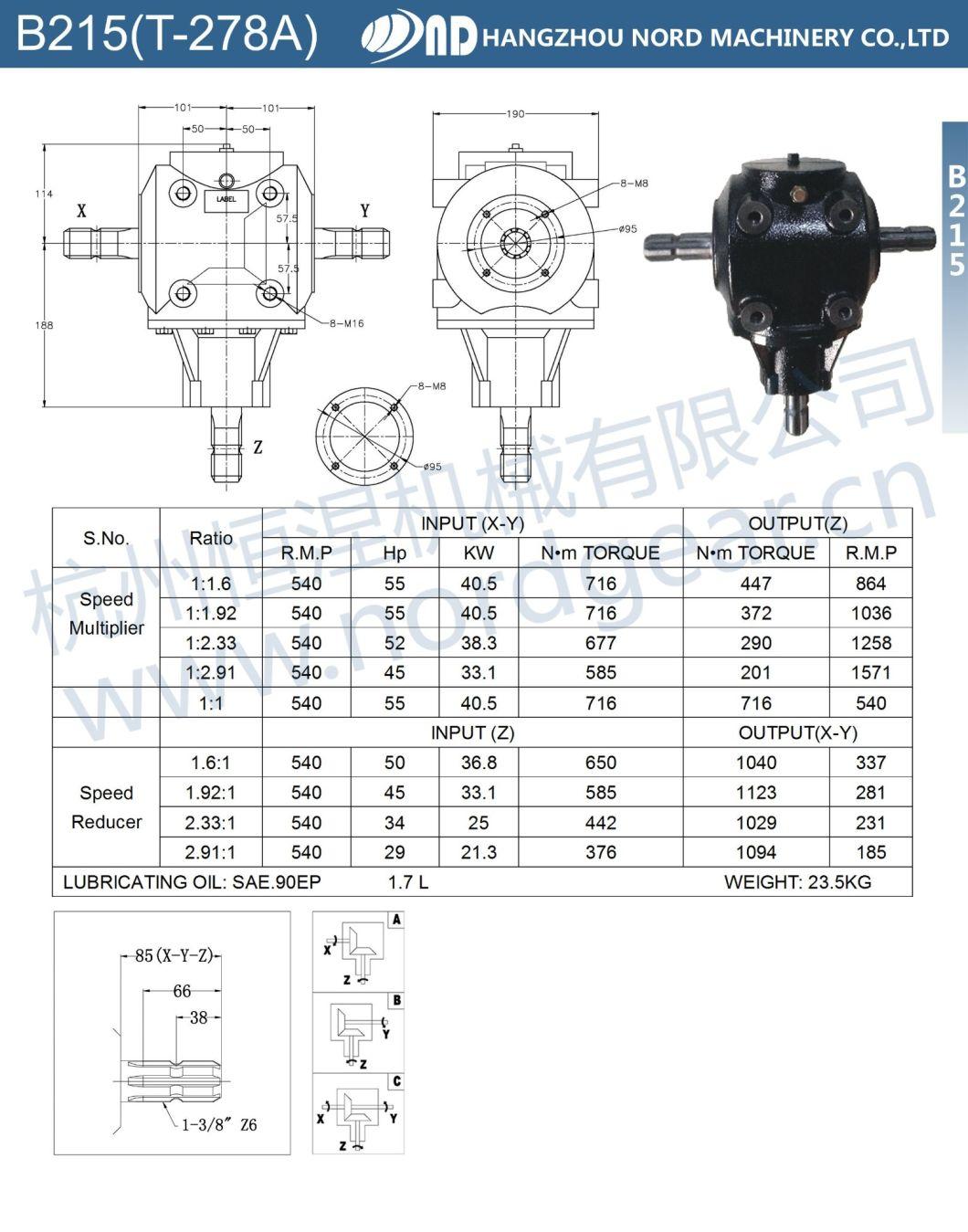 Factory Sales Directly Brand Agricultural Gearbox for Agriculture Bean Beet Harvester Gear Box Pto