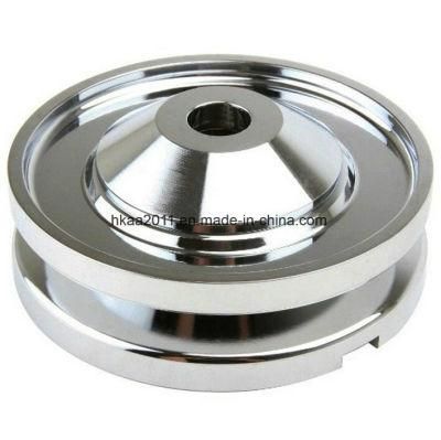 CNC Machining Billet Aluminium Alternator Pulley, Chrome Plated