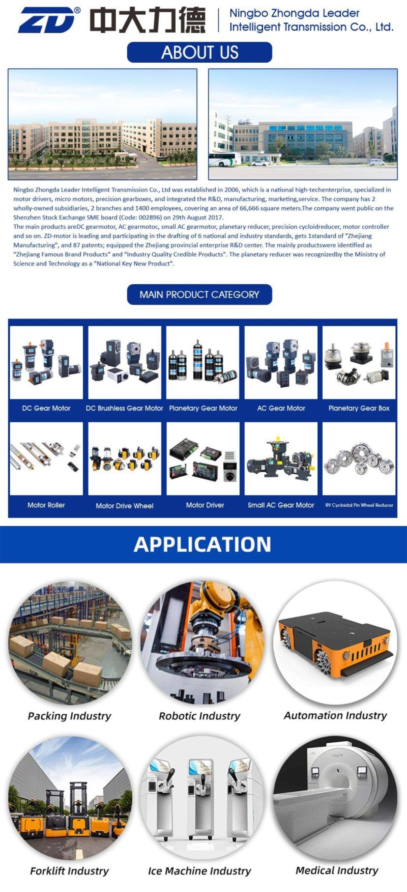 ZD Speed Changing and Speed-Reduction CE, UL, ISO9001, RoHS AC Torque Gear Motor