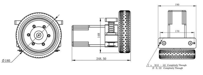 Popular 300W Robot Single Wheel with Suspension for Chassis (TZDL-300-20)