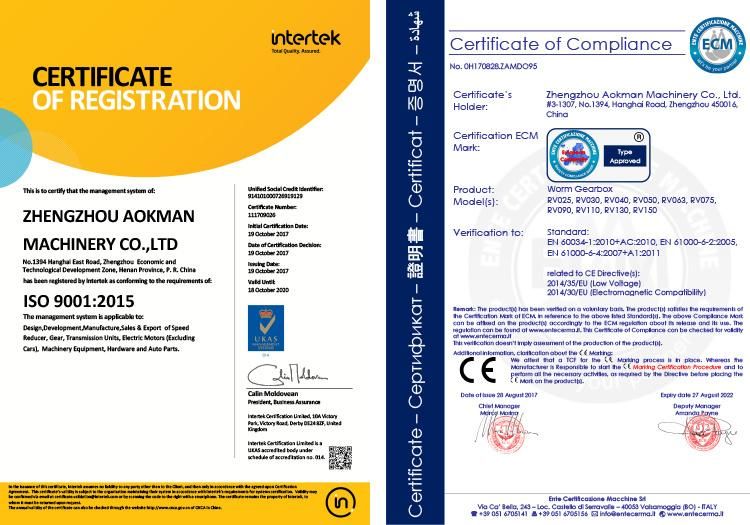 Aokman Motor Speed Reducer Gearbox Passed CE Certification