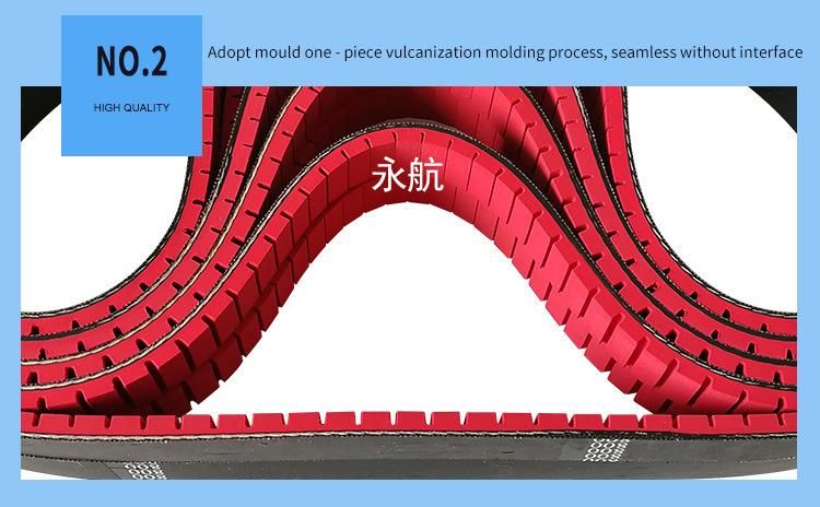 Acid and Alkali Resistant Non-Slip Red Rubber Timing Belt with Groove