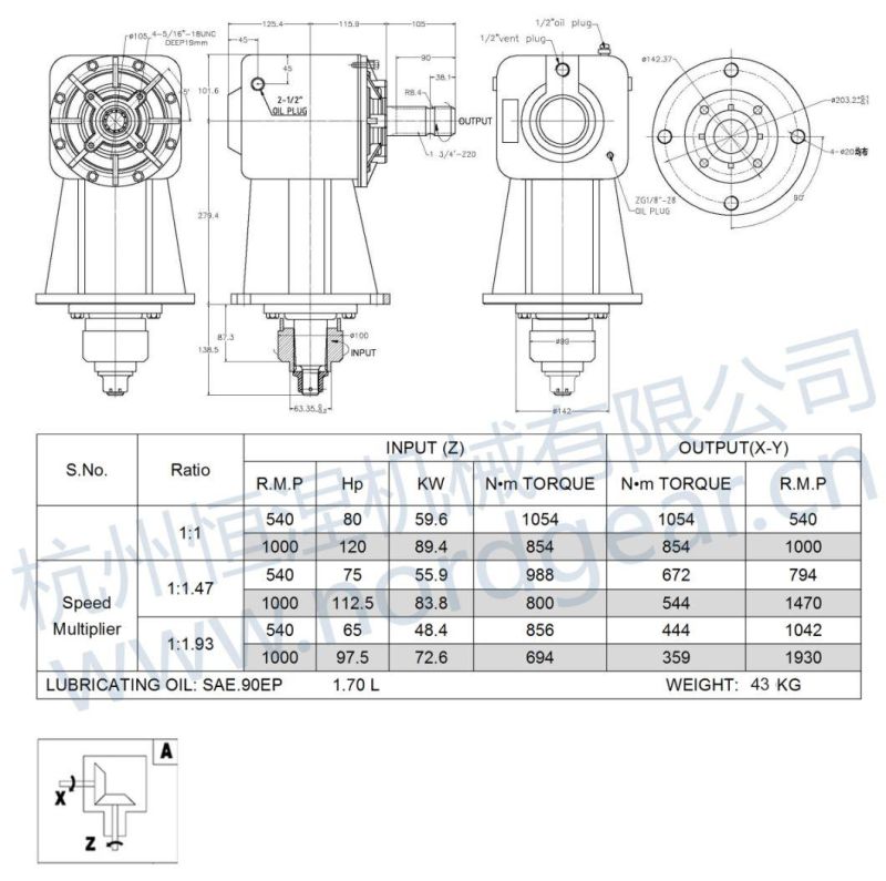 Brand New Agricultural Gearbox for Lawn Mower Grass Rotary Cutter Agriculture Slasher Pto Gear Box Part