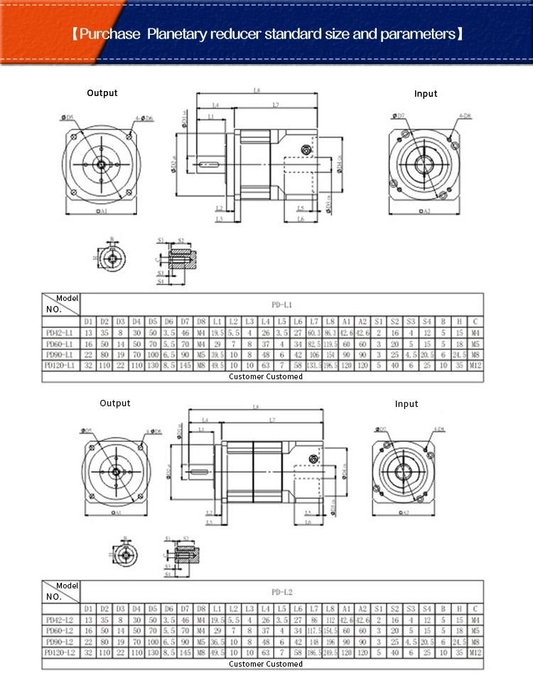 PA Flange 90mm Series Planetary Gear Reducer for Wooden Machine