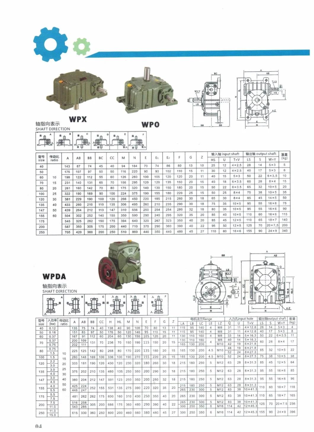 Wpa147 7.5HP/CV 5.5kw Speed Transmission Gearbox Wpa Worm Gearbox