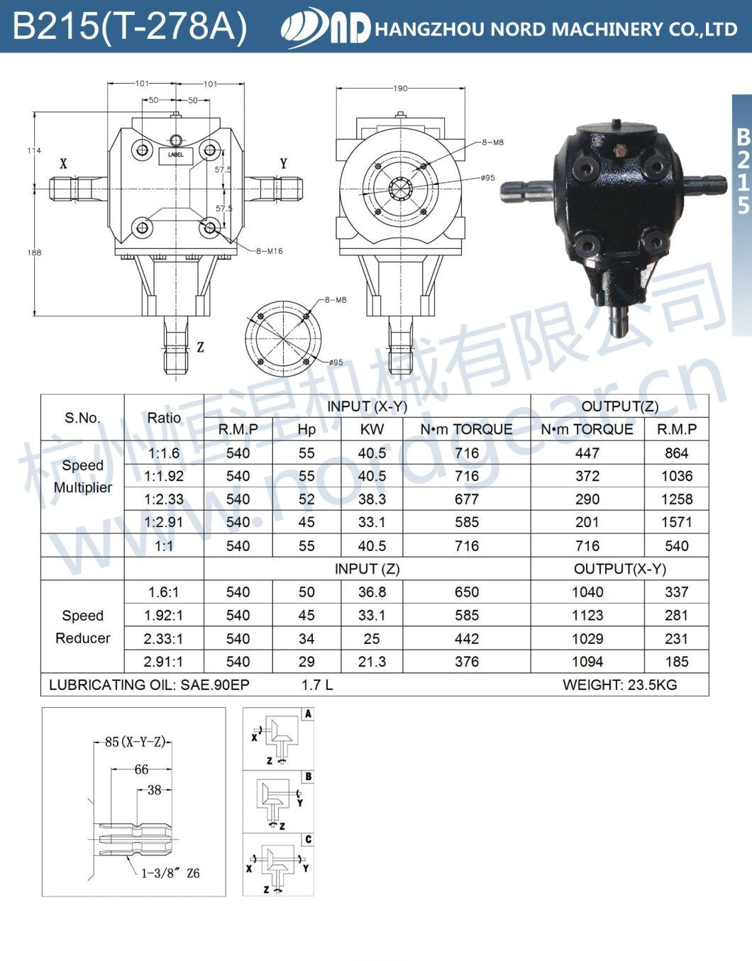 ND Brand Agricultural Gearbox for Agriculture Rototiller Gear Box Pto