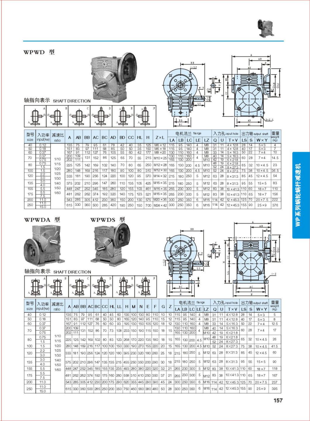 Wp Series Worm Gearbox Gearmotor for Conveyors