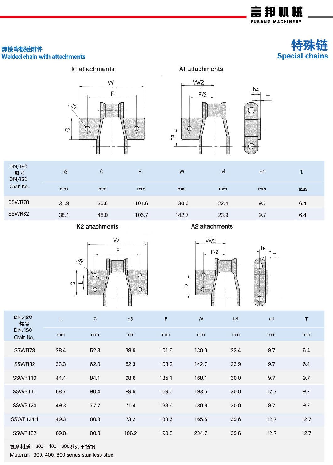 China Manufacturer High Quality Anti Roller Chains Welded Chains with Attachments