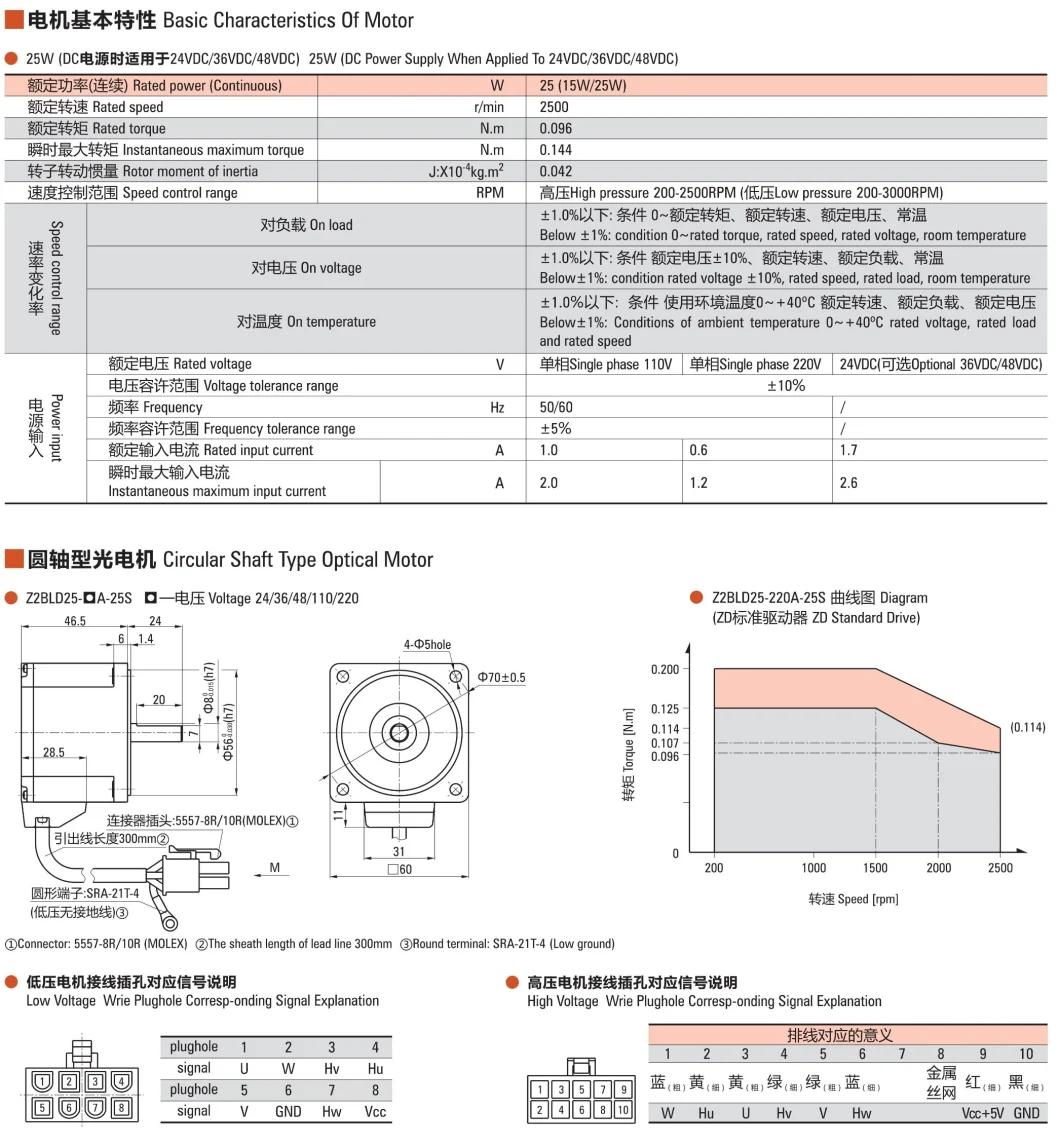 ZD Constant Speed DC24V, 60W, 2500RPM BLDC Brushless DC Geared Motor