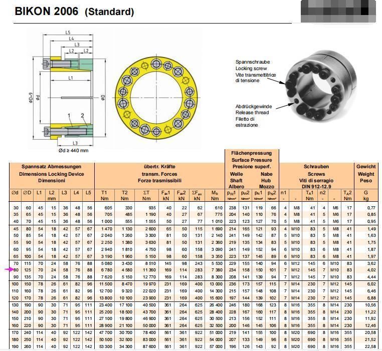 Bikon Series Power Lock Keyless Shaft Locking Assembly