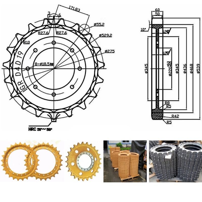 E320, E345 Sprocket Caterpillar, Hitachi Excavator Drive Sprocket for Sale