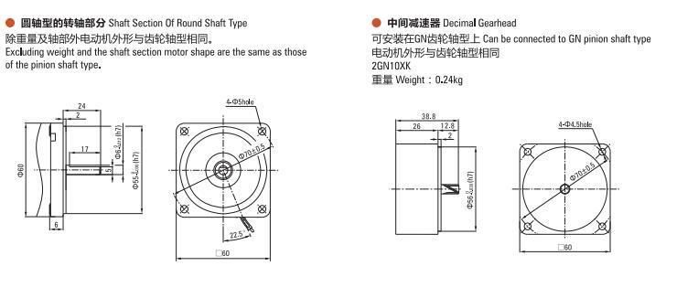 60mm 6W 10W AC Speed Control Gear Motor