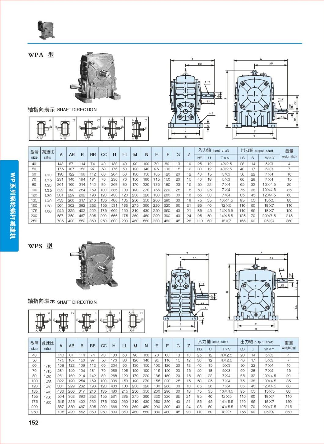 Hot Sale Wpa Gearbox Worm Gear Speed Reducer