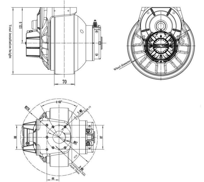 900W Heavy Load Agv Wheel Warehouse Drive Wheels Factory Material Handling Equipment Agv Drive Wheel with 210mm Wheel Diameter (TZ09-D090-48VDC)