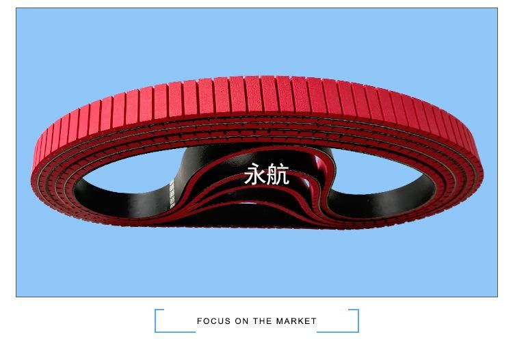 Acid and Alkali Resistant Non-Slip Red Rubber Timing Belt with Groove