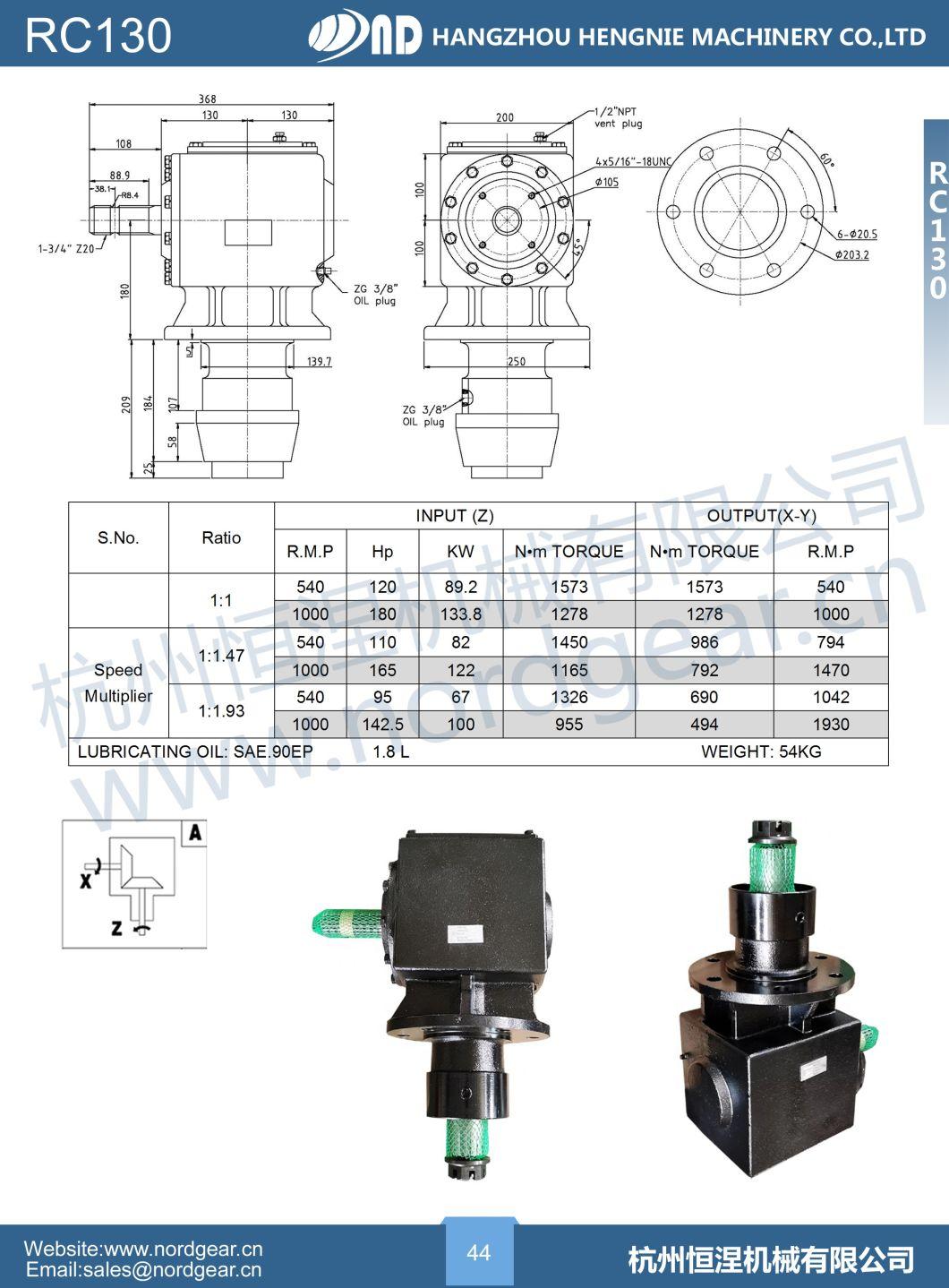 China High Quality Agricultural Bevel Gearbox ISO9001 Cast Iron Gearbox ND Bevel Gear