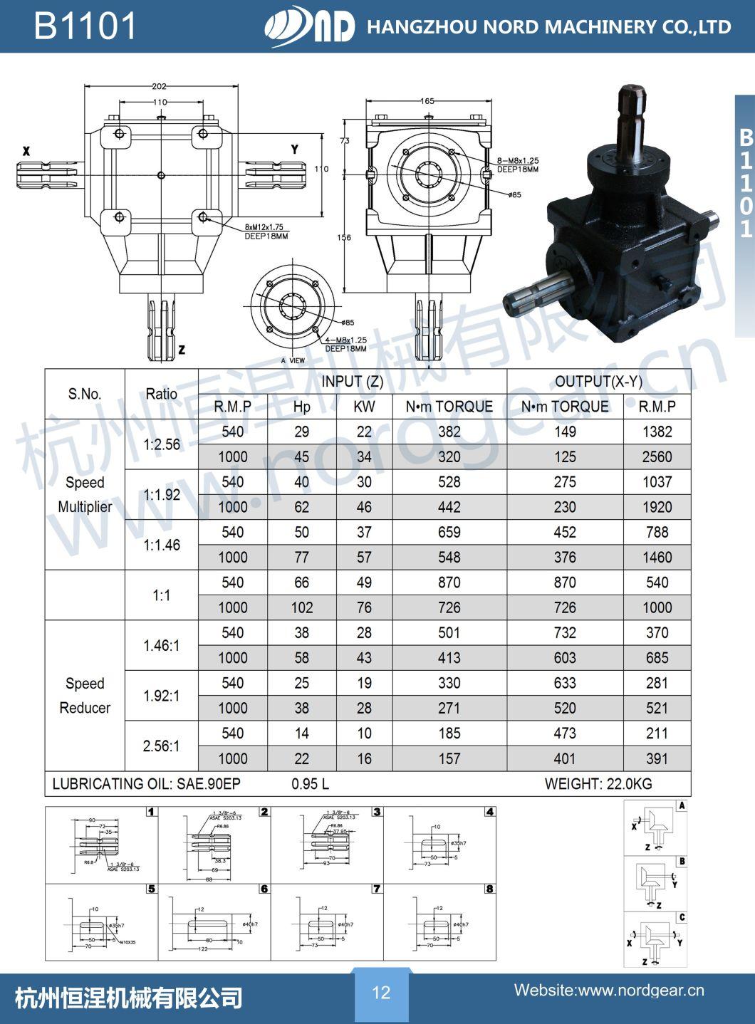 ND Hottest Selling 66HP Helical Rotavator Gearbox for Agricultural Machinery (B1101)