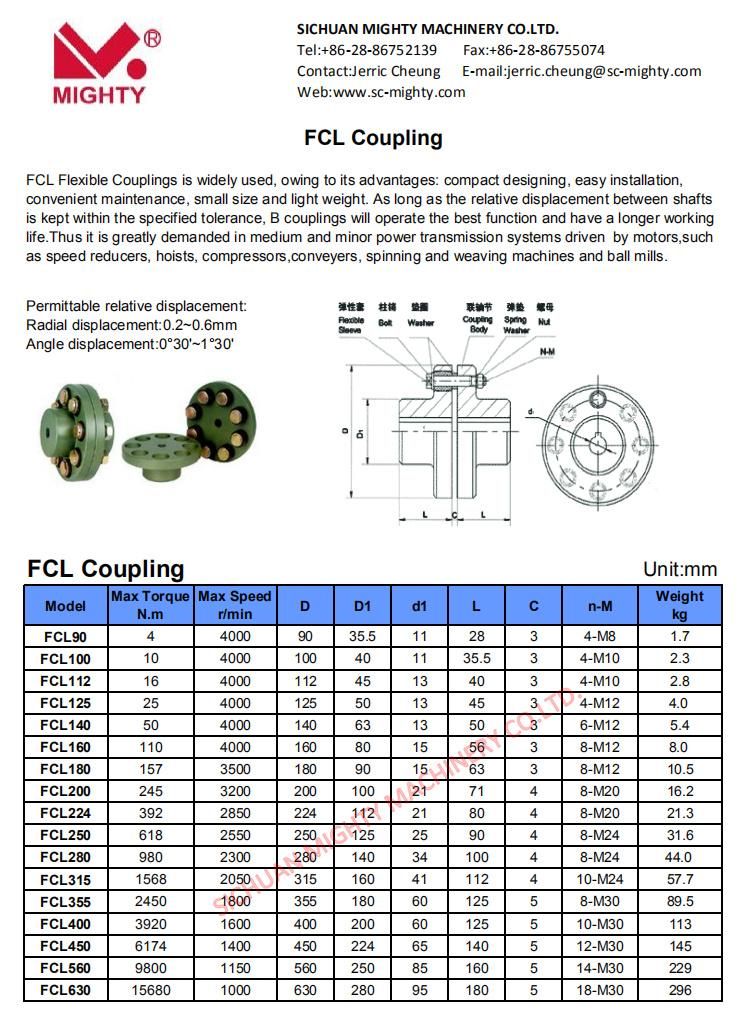 Flexible FCL Coupling FCL90 FCL100 Shaft Couplings