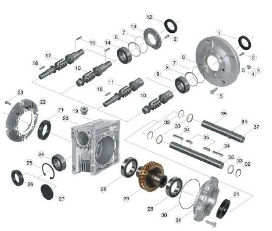 Eed Transmission Worm Gearbox Units E-RV030 Ratio40