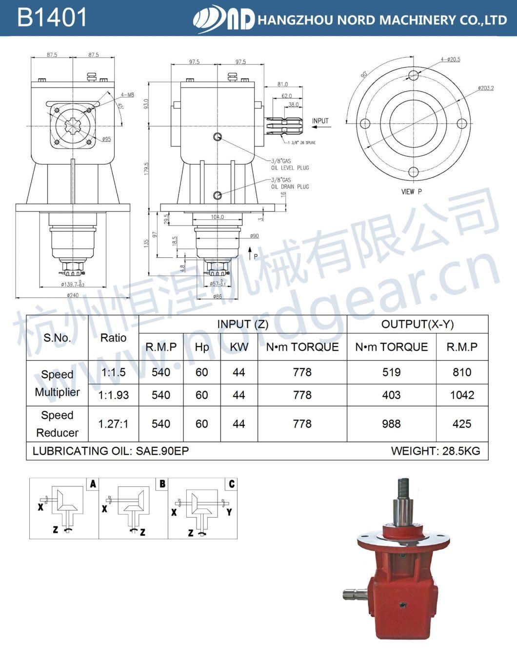 High Quality Agricultural Gearbox L Series for Bander Rotary Cultivator Powered Harrow and Crusher Log Splitter Powder Sprayer