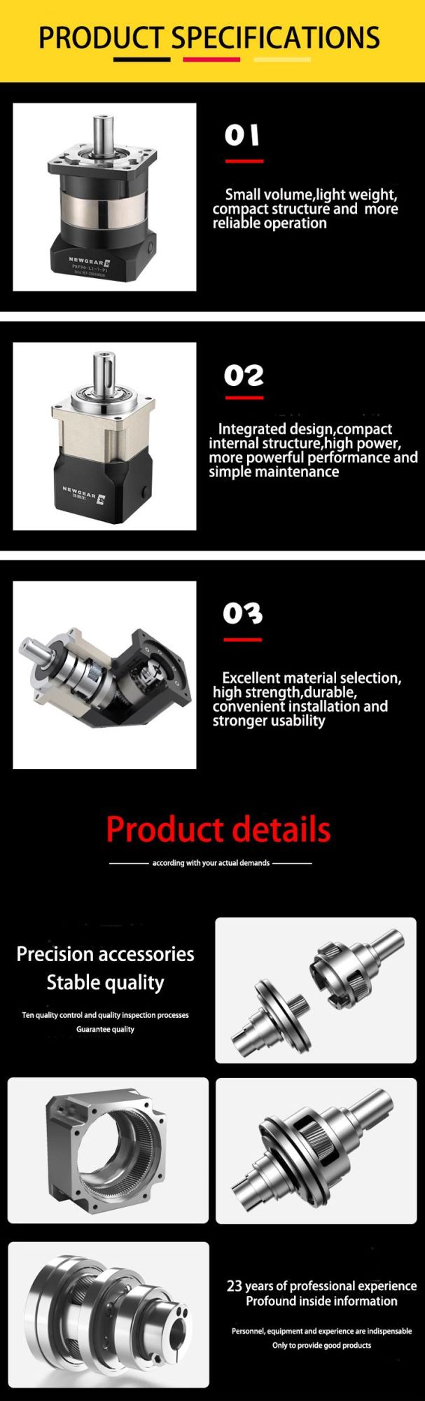 High Precision Prf90 Reducer 10: 1 Ratio Planetary Gearbox with Low Backlash