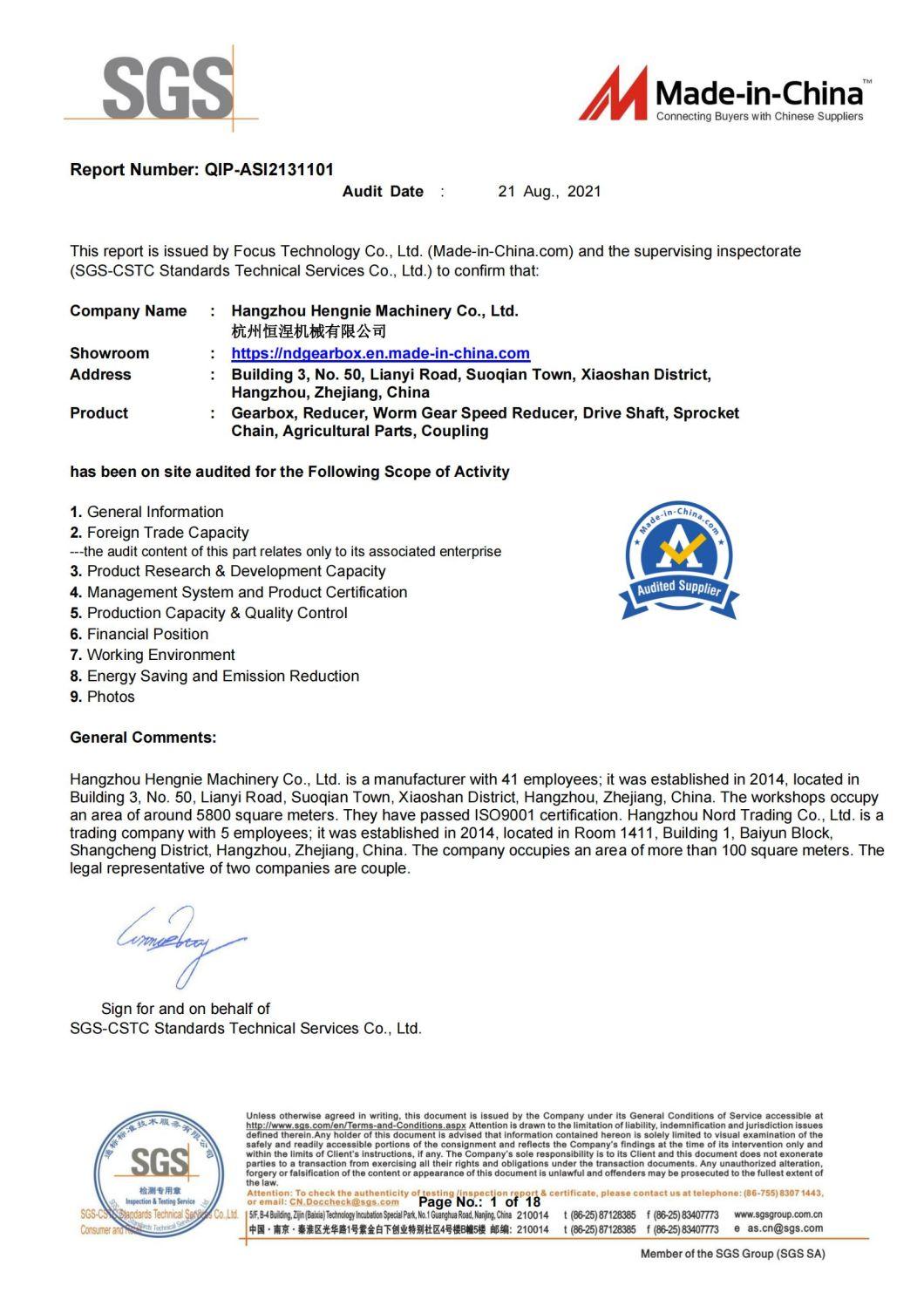 ND Brand Rotary Tiller Gearbox Bevel Gear Reducer with SGS Certificate