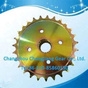 OEM ISO Standard Yellow Zinc Large Roller Chain Sprocket with Internal Spline