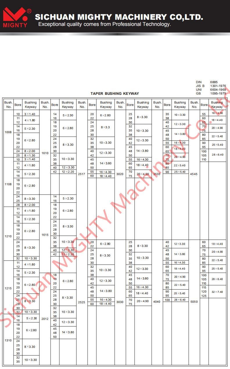 European Standard Cast Iron Customized Taper Bushing for General Industrial Engineering