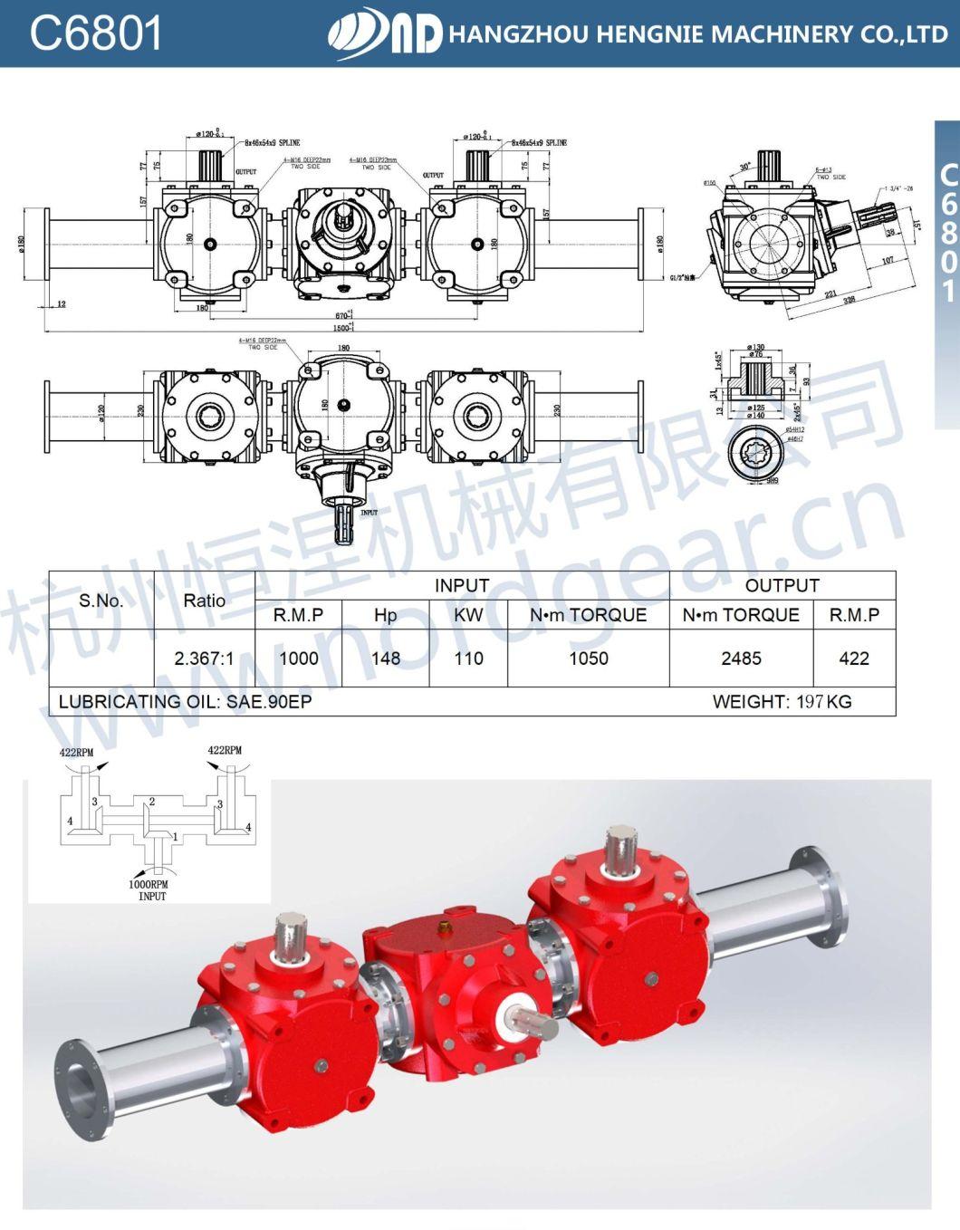 Good Performance Agricultural Conjoined Gearbox Agriculture Gear Box Pto for Organic Fertilizer Spreader