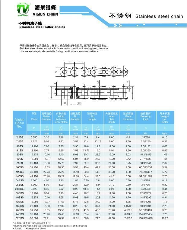 C2050 C2080 Stainless Steel Conveyor Chain for Transmission Use