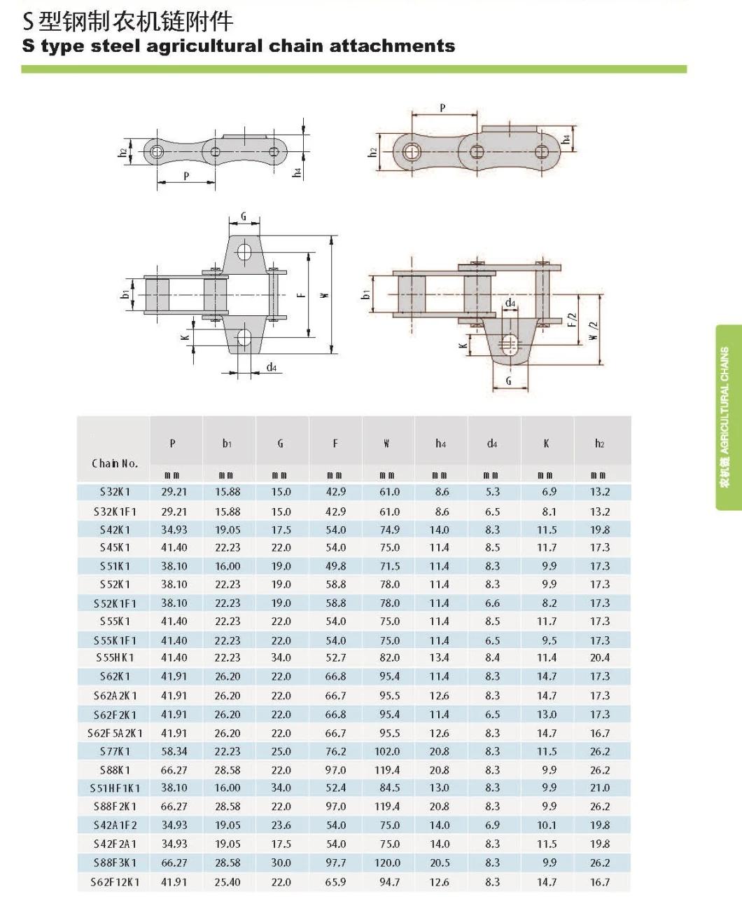 S55h, S55V, , S55rh, LV40, P41.3, P40.6, 55vf1h2, S55hf2, S55hf1 Steel Agricultural Chain