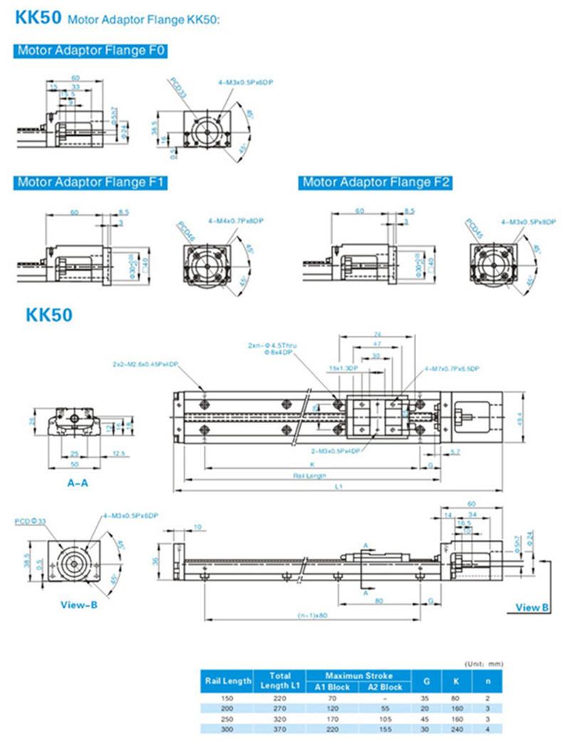 Linear Slide Module Ballscrew Drive Linear Motion Actuator Kt6005-200A1-F0