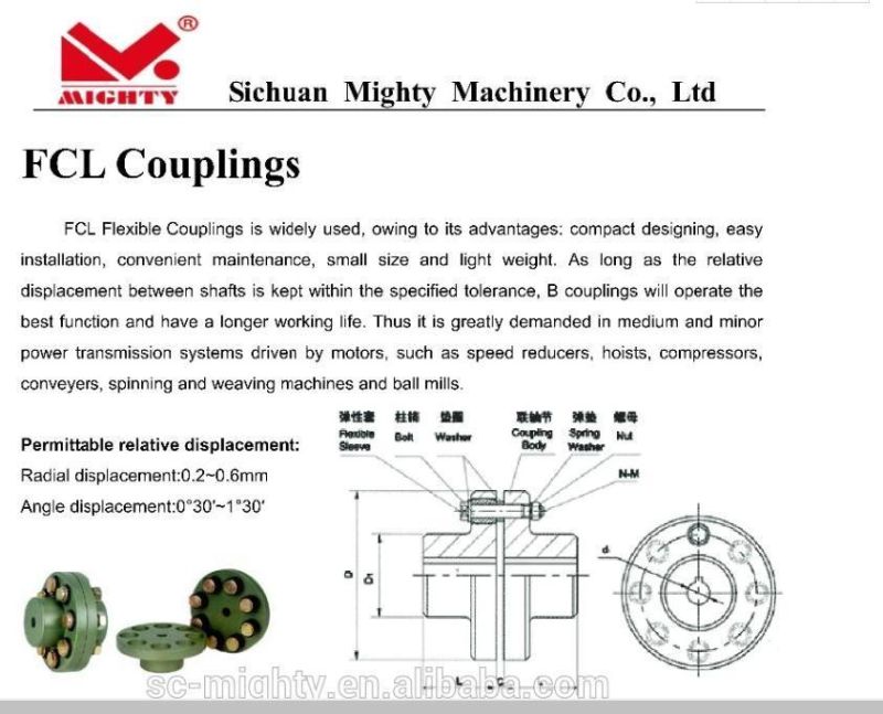 FCL Couplings Flexible Flanged Shaft Coupling FCL 112 140 160