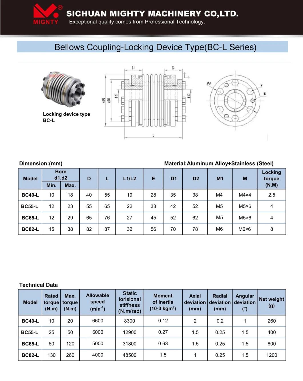 Mighty Stainless Steel Aluminum Metal Bellows Coupling Flexible Coup-Link Drive Shaft Coupling