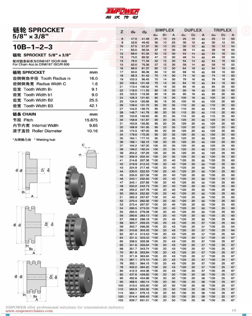 Precision Sprocket 10b-1-2-3 for Roller Chain 5/8"X 3/8"