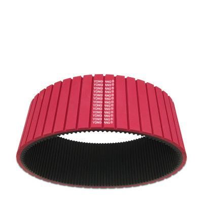 Acid and Alkali Resistant Non-Slip Red Rubber Timing Belt with Groove