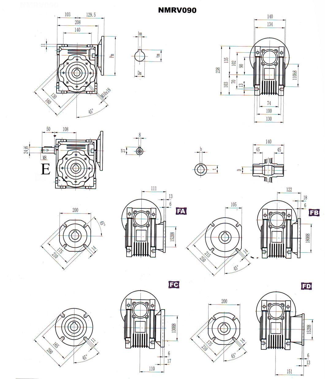 Nmrv Series Hollow Shaft Worm Gear Reducer Horizontal Gearbox