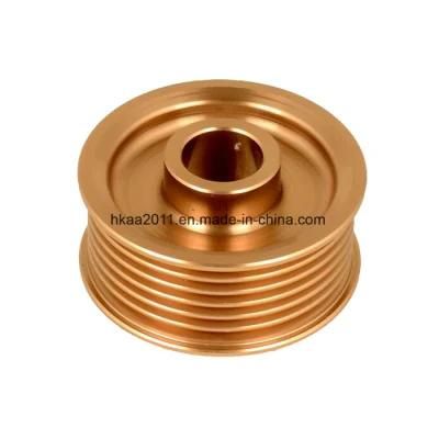 CNC Machined Golden Anodized Billet Lightweight Aluminum Alternator Pulley