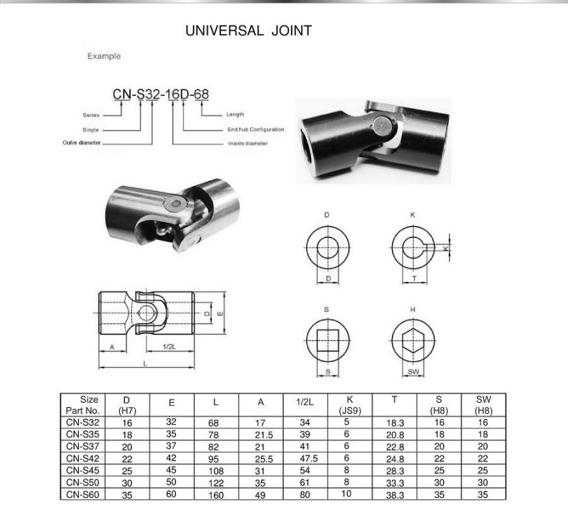 Customized Stainless Steel Small Universal Double Cardan Joint Shaft Coupling for Machinery