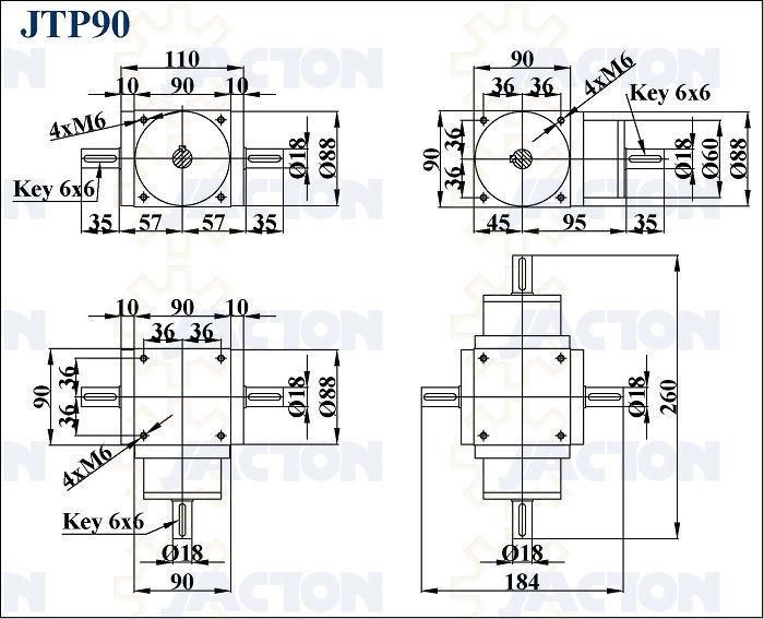 Cubic Jtp90 90 Degree Angle Transmission Spiral Bevel Gearbox