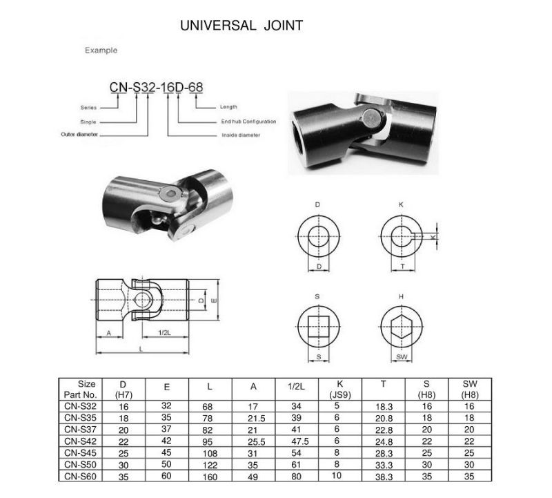 Mighty Splined Shaft Universal Joint Coupling China Supplier Steering Cardan Coupling